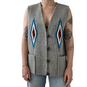 Vintage Chimayo Ortega's 100% All Wool Hand Woven Southwestern Waistcoat Vest XL